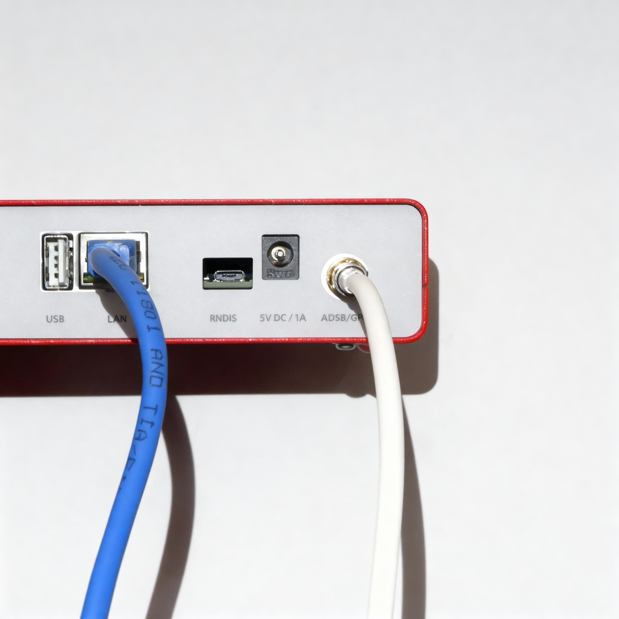 Blue LAN cable connected to the Air!Squitter LAN port