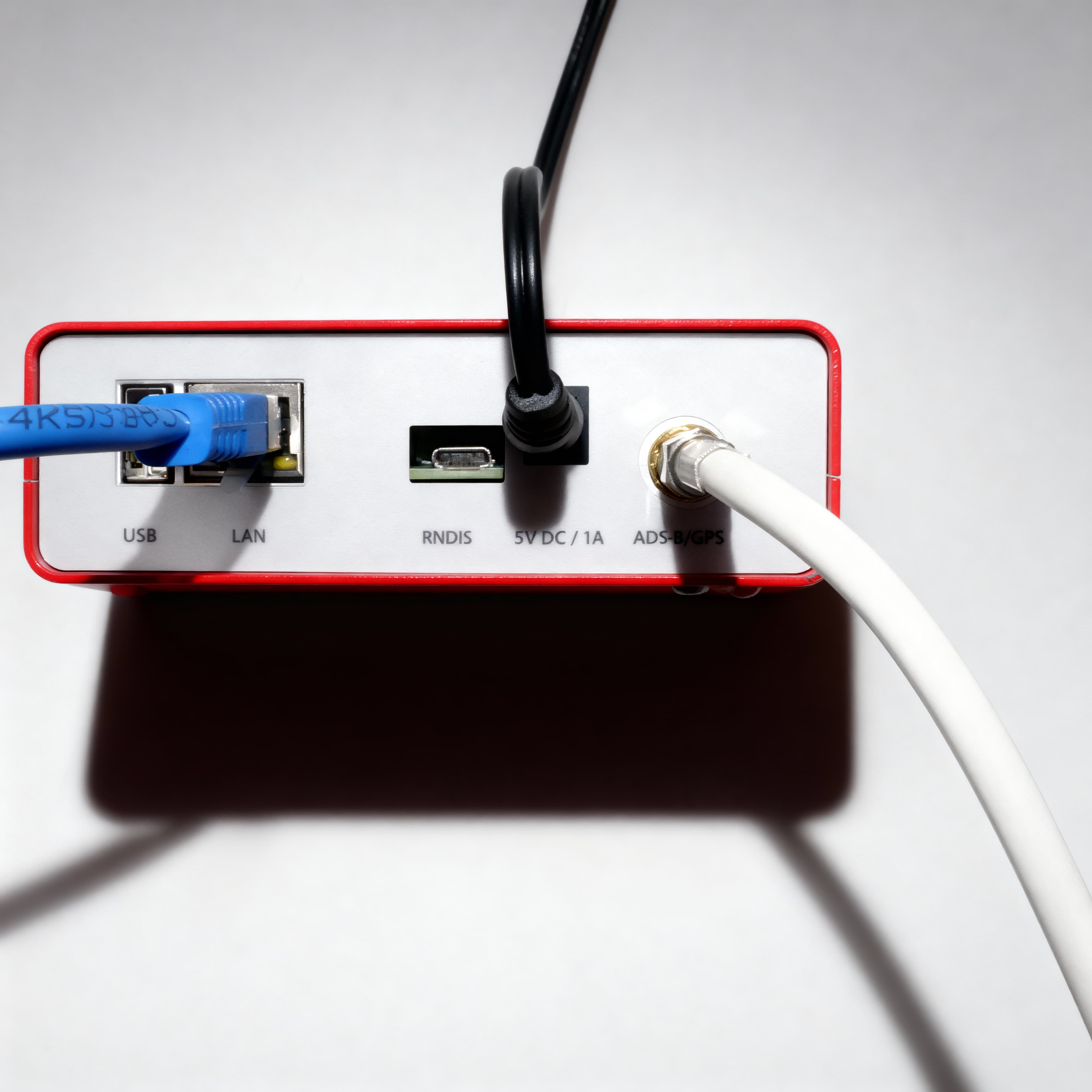 Power supply connected to the Air!Squitter 5V DC port